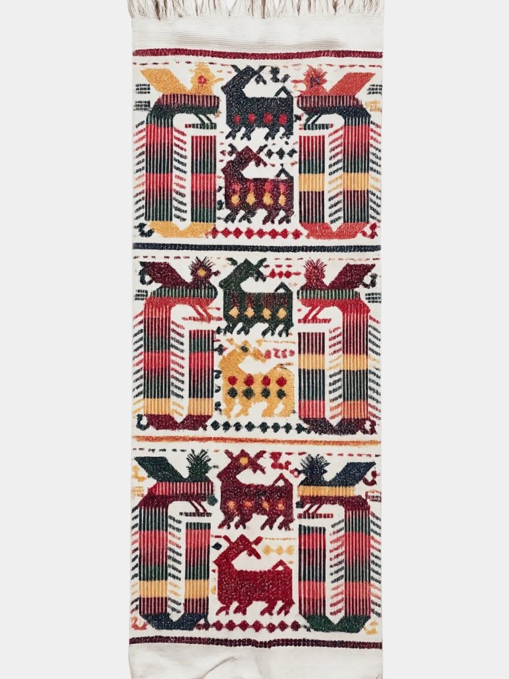 South American Colombian Wool 41" x 28" Woven Tapestry Table Runner